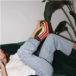 Tide brand European new product hello color stitching personality AB socks dancing dance net red sports cloth label mid tube cotton socks