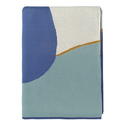 Плед из хлопка с авторским принтом синего цвета из коллекции Freak Fruit, 130х180 см