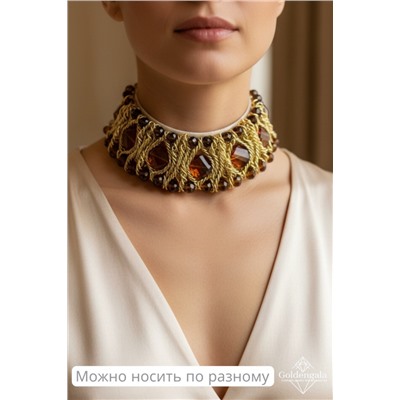 Колье-воротник с хрусталем и кристаллами П6/01