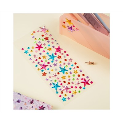 Наклейки акриловые MESHU "Shiny stars", 25*10см, стразы, 137 наклеек, инд. уп., европодвес