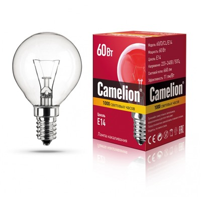 Нарушена упаковка.   Лампа накаливания Camelion 60 D CL E14 60/D/CL/E14