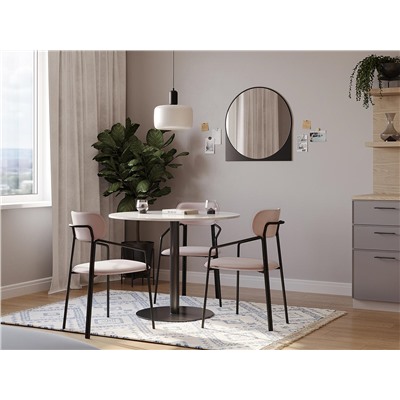 Стул Ror, Round, велюр, черный/розовый