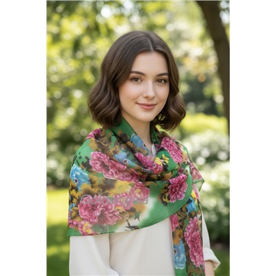 Шарф шифоновый с цветочным принтом Арт 0981/7