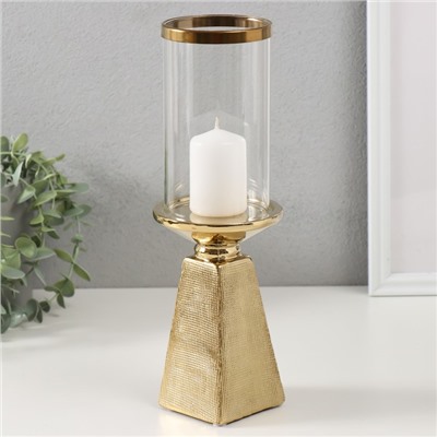 Подсвечник на 1 свечу «Буэно», керамика, стекло, d=7.5 см, золото, 9.5×9.5×29.5 см