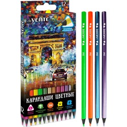 Карандаши 12цв "deVENTE. Cosmo. Trio"  (4неон + 8металлик) для рис на черной бумаге 3М/12/