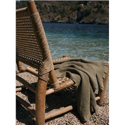 Полотенце банное из умягченной вафли цвета хаки из коллекции Essential, 70x140 см