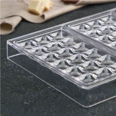 Форма для шоколада KONFINETTA «Поп-ит», 27.5×17.5×2.5 см, 3 ячейки 15.3×7.5×0.8 см, прозрачная