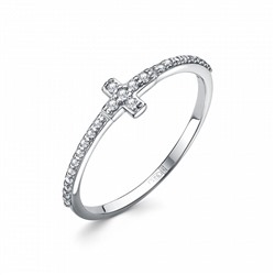 Кольцо с фианитом родированное серебро 925*