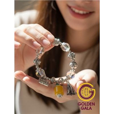 Браслет женский с кристаллами на резинке БР12/03 (перламутровый хамелеон)