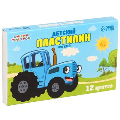 Пластилин мягкий, 12 цветов, 180 г, Синий трактор