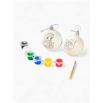 Елочные шары под раскраску «Лошадки», с красками, 2 шт., набор для творчества