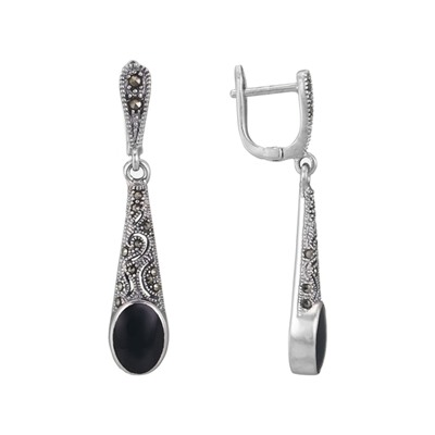 Серьги 'Винтаж' с агатом и марказитами ТПСК.253АГ