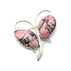 Брошь родонит " Веточка " 60*48мм