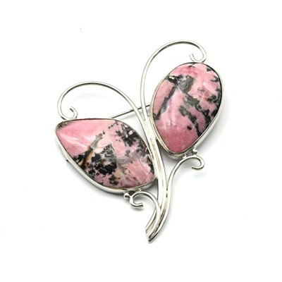 Брошь родонит " Веточка " 60*48мм