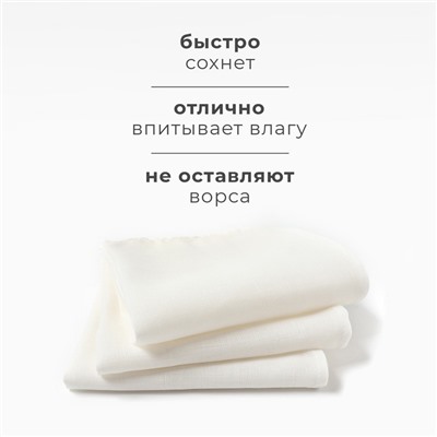 Набор полотенец Этель Base 40х67см, 3 шт., хл.47%, лён 53%