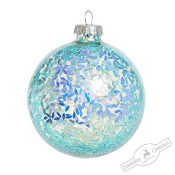Шар "Ледяная фантазия" с голубыми лепестками (стекло) 8 см