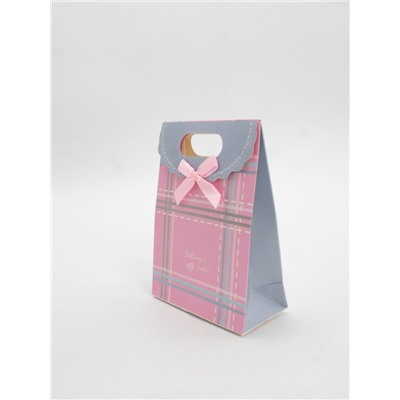 Пакет подарочный (XS) "Simple plaid", pink (12x6x16)