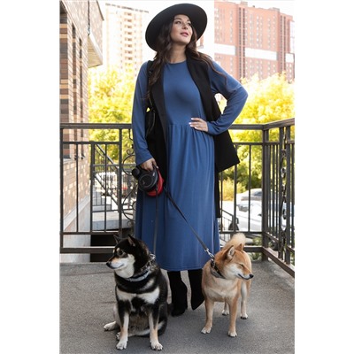 Платье трикотажное Твоя осень (синее) П14443-25М