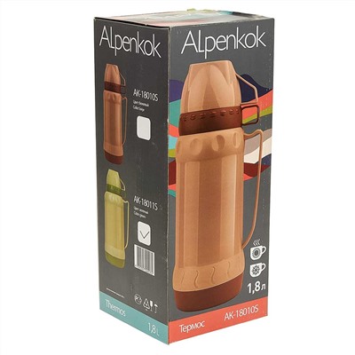 Термос со стеклянной колбой 1,8 л Alpenkok AK-18010S бежевый