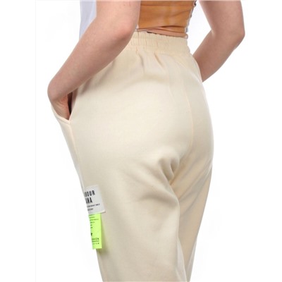 M067 BEIGE Брюки спортивные женские на флисе (100% хлопок) 7986