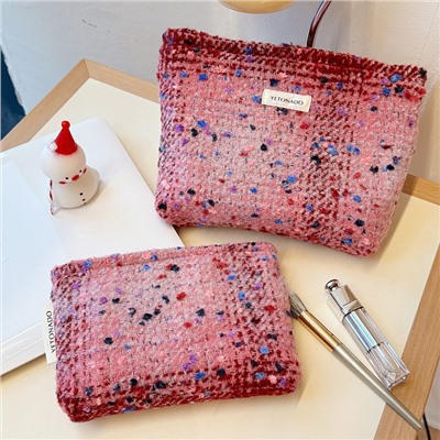 High quality handheld cosmetic bag, shoulder bag, woolen liner, storage bag