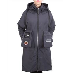 ZW-2306-C GRAY/PURPLE Пальто демисезонное женское (100 гр. синтепон) BLACK LEOPARD