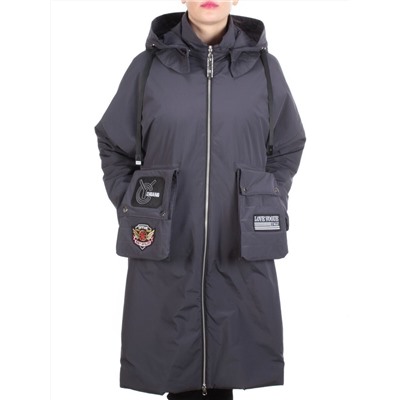 ZW-2306-C GRAY/PURPLE Пальто демисезонное женское (100 гр. синтепон) BLACK LEOPARD