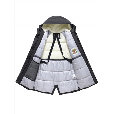 Парка зимняя женская с капюшоном черного цвета 9538-1Ch