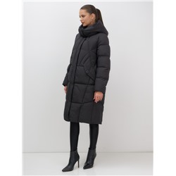 Пальто зимнее утепленное с капюшоном женское черного цвета 7709Ch