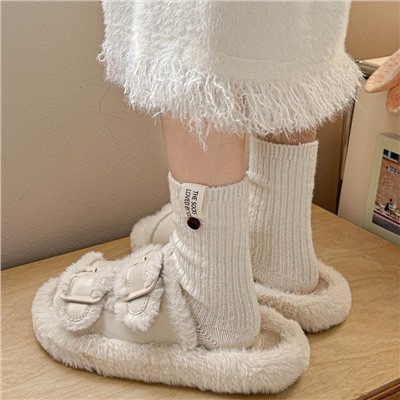 Colored warm Japanese demi-season woolen knee socks, mid-length
