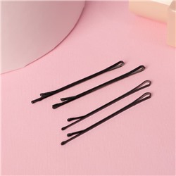 Невидимки для волос «Гладкие», набор 40 шт., 6 см, чёрные