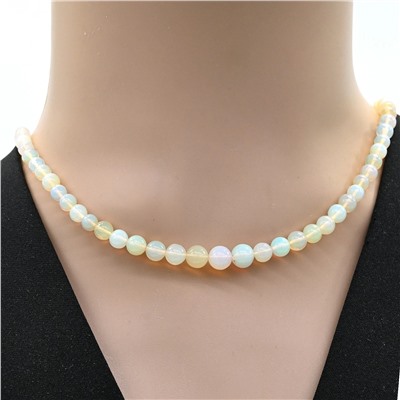 Бусы натуральный камень опал шарик 4-6мм на увеличение, 48см, 11,5г