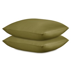 Набор наволочек из премиального сатина оливкового цвета из коллекции Essential, 70х70 см