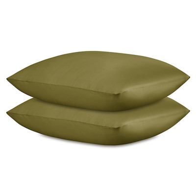Набор наволочек из премиального сатина оливкового цвета из коллекции Essential, 70х70 см