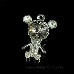 Подвеска Медвежонок 26*35мм, цв.стальной