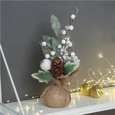 Новогодняя композиция на стол «Зимнее волшебство. Яркий праздник», в мешочке, 26×10 см