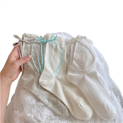 Summer thin hair band, breathable cute socks with bow