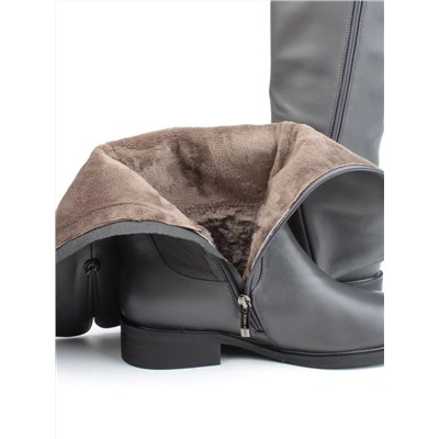 02-FI920-2M DK. GRAY Сапоги зимние женские (натуральная кожа, байка, натуральный мех)