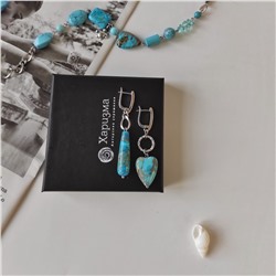 Серьги из варисцита асимметричная пара с сердечком