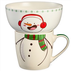 НАБОР ПОСУДЫ LEFARD "СНЕГОВИК" 2 ПР. (КРУЖКА 360МЛ, САЛАТНИК 500МЛ)