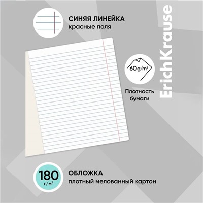 Тетрадь 12 листов в линейку ErichKrause "Классика" Nature Colors, обложка мелованный картон, блок офсет, белизна 100%, МИКС