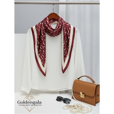 Косынка шелковая с принтом Арт 25183/001 (бордо)