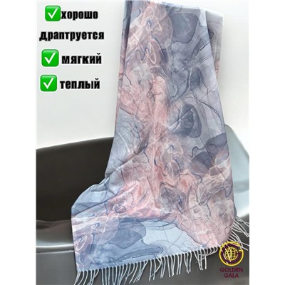 Платок теплый кашемировый с рисунком 3D Арт 1972/7 серый