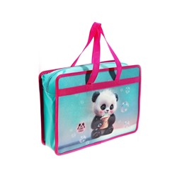 Папка с ручками А4, 100x250x340 мм, deVENTE "Yummy Panda", пластик, ручки-текстиль, для деовчки