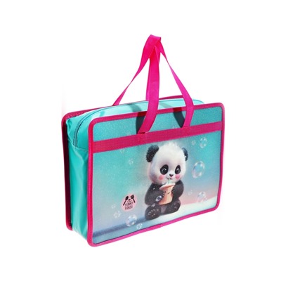 Папка с ручками А4, 100x250x340 мм, deVENTE "Yummy Panda", пластик, ручки-текстиль, для деовчки