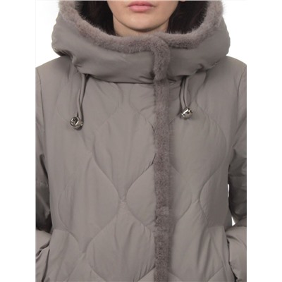 310 GRAY Пальто зимнее стеганое женское (200 гр. холлофайбер, натуральная норка)
