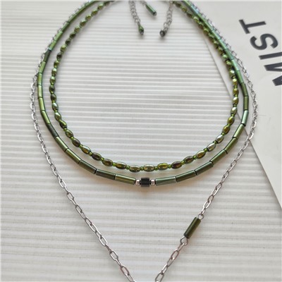 Сет украшений из гематита зелёные травянистые оттенки