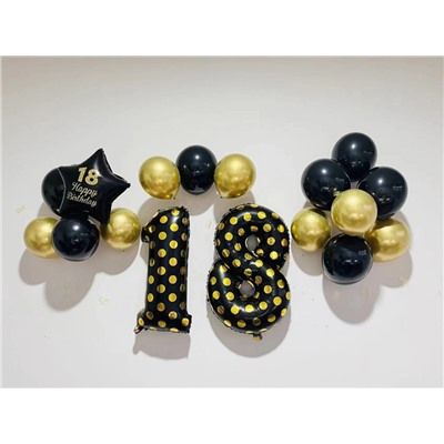 Набор воздушных шаров «Happy birthday.18» 17 шт., black