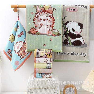 Gauze cartoon children's sweat towel, wholesale