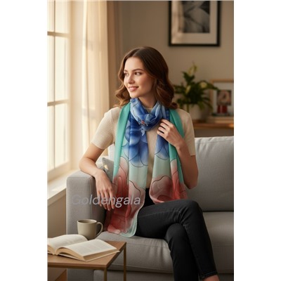 Шарф шифоновый с цветочным рисунком 3D Арт М52/8